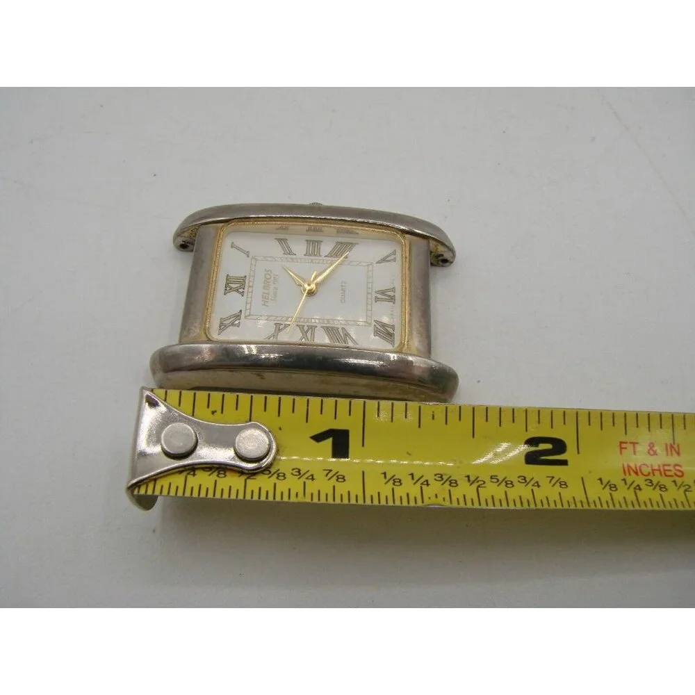 Helbros Quartz Watch Gold Tone Rectangular Face No Band PC21 Vtg 80s Roman Numer